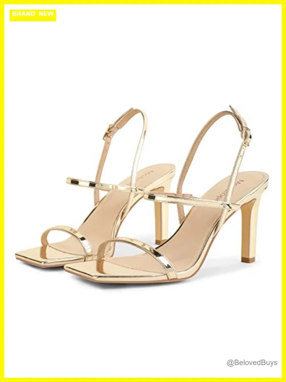 Strappy Ankle Strap High Heel Sandals Square Open Toe Faux Leather Party Shoes